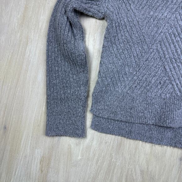 Lulus Gray Meeting Friends Ribbed Mock Neck Knit Cozy Pullover Sweater Small - Picture 5 of 14
